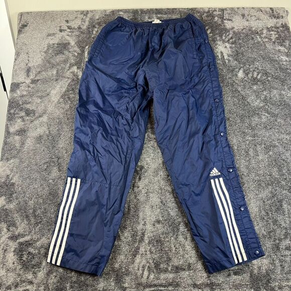 Adidas Y2K Tearaway Span Button Lined Track Pants Nylon Blue Trefoil Men's L - Picture 1 of 16